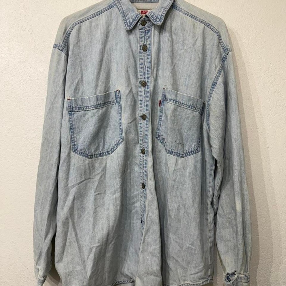 Levi's distressed‎ denim button-up shirt